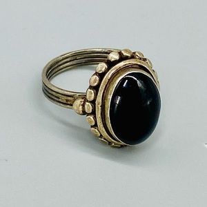 Vintage Onyx Sterling Silver Ring 80’s Handmade